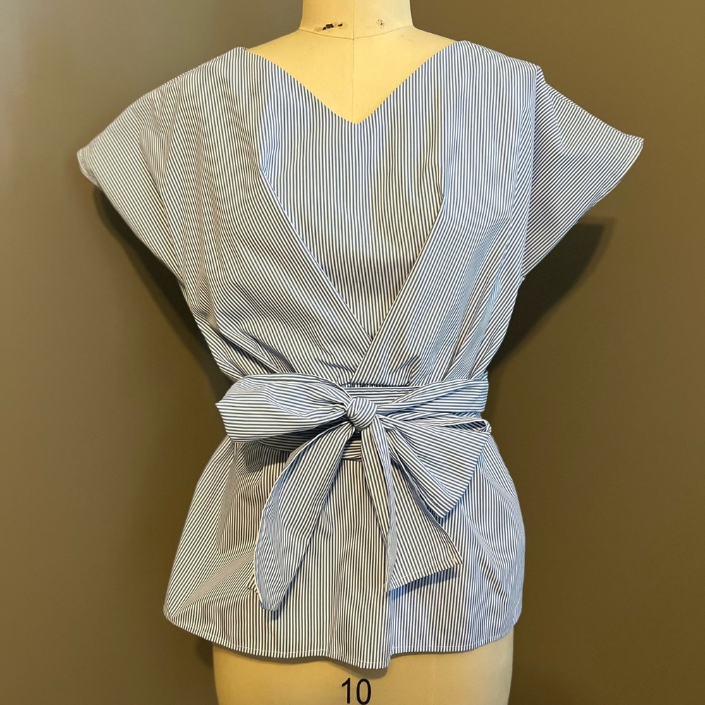 Striped Cotton Blouse with Bow